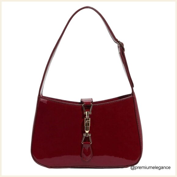 Handbags - Patent Leather Shoulder Bag Adjustable Strap Work Satchel
